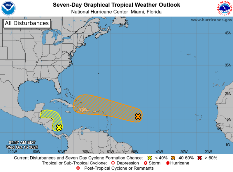 Monitorean zonas por posibles precipitaciones cerca del fin de semana como depresión u onda tropical