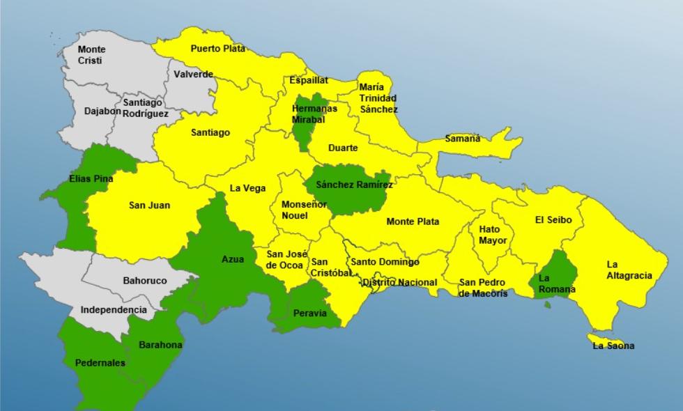 El COE coloca a 18 provincias en alerta amarilla y ocho en verde por lluvias