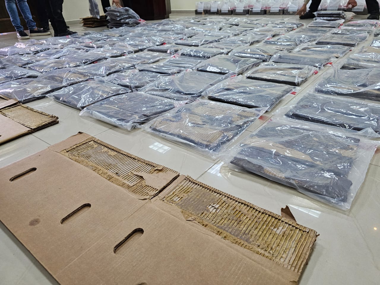 Santiago: Confiscan 880 láminas presumiblemente cocaína camufladas en cajas de cartón