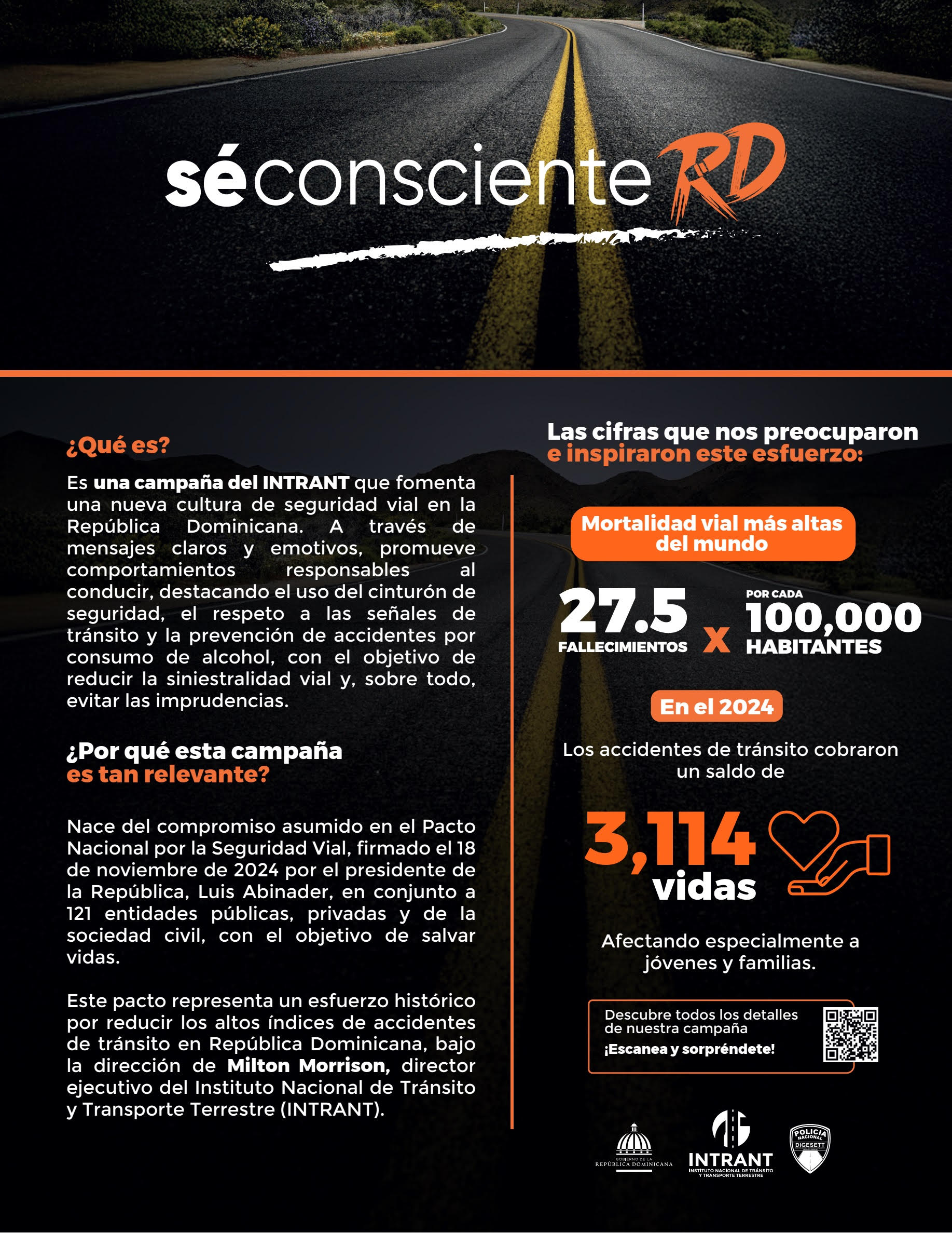 INTRANT lanza campaña nacional para prevenir accidentes “Sé Consciente RD”