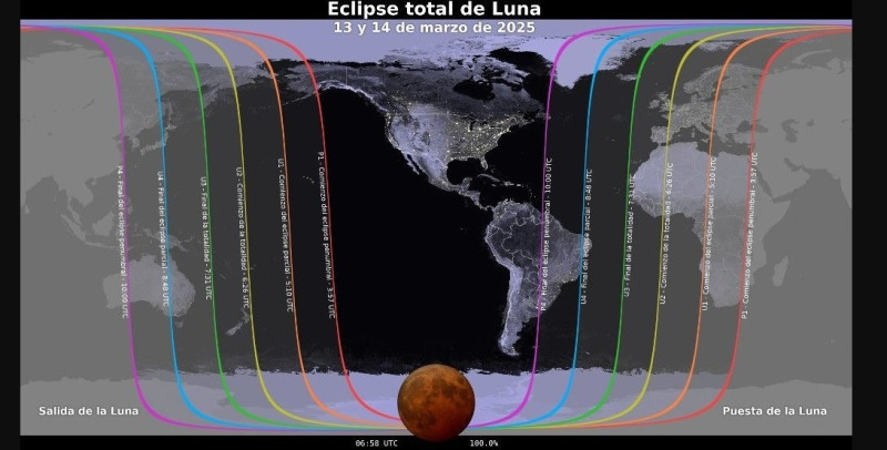 La Luna se verá roja la noche del 13 o madrugada del 14 de marzo