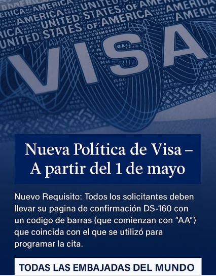 Nueva Política de Visa entra en vigor el 1 de mayo