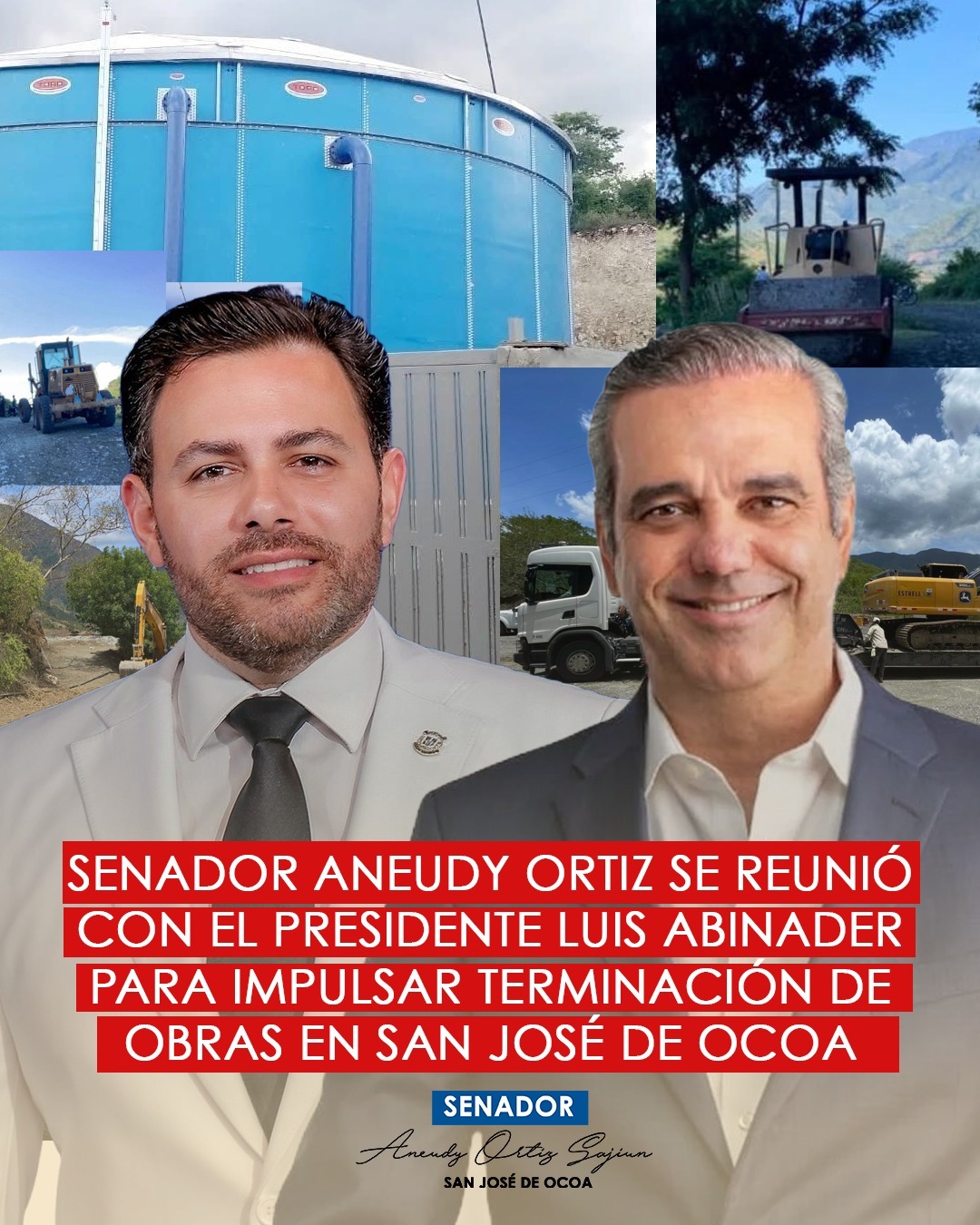 Senador Aneudy Ortiz se reunió con Presidente Luis Abinader para Impulsar terminación de obras en San José de Ocoa.
