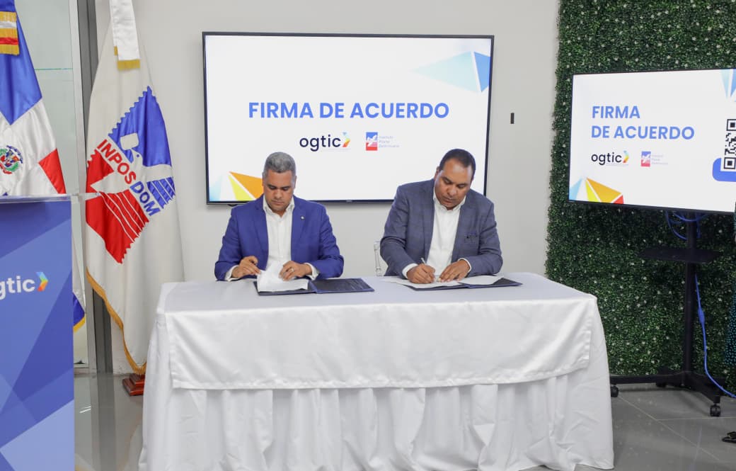 OGTIC e INPOSDOM firman acuerdo para instalación de nuevos Puntos GOB sin costo de alquiler