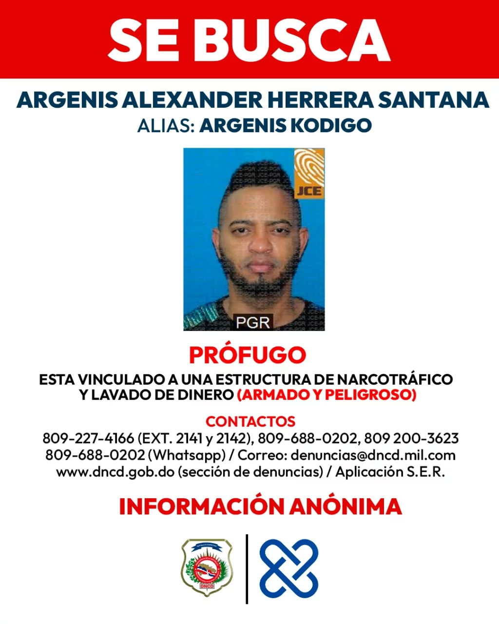Autoridades emiten alerta de búsqueda contra ‘Argenis Kodigo’, señalado como cabecilla de red de narcotráfico