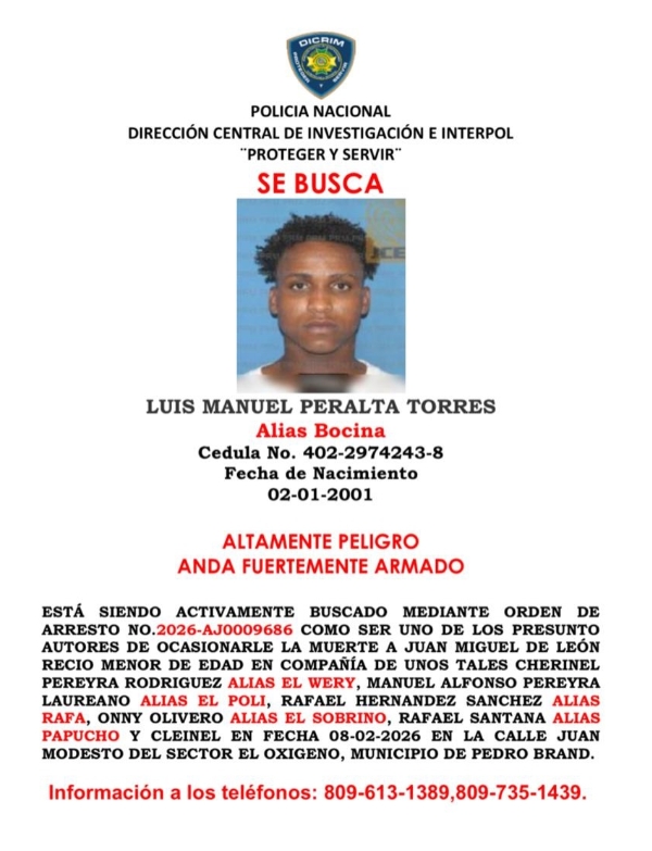 Policía Nacional emite alertas de “Se Busca” contra prófugos vinculados a homicidio en Pedro Brand