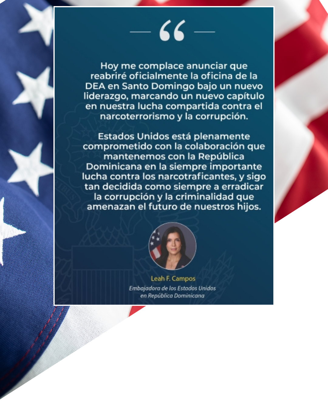Estados Unidos reabre oficina de la DEA en Santo Domingo bajo nuevo liderazgo