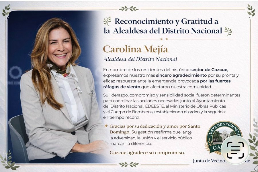 Residentes de Gazcue agradecen pronta y eficaz respuesta de Carolina tras daños por ráfagas de viento